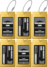 Load image into Gallery viewer, Customizable Travel ID Tags - 6 Pack Gold Metal Luggage Tags by TUFFTAAG