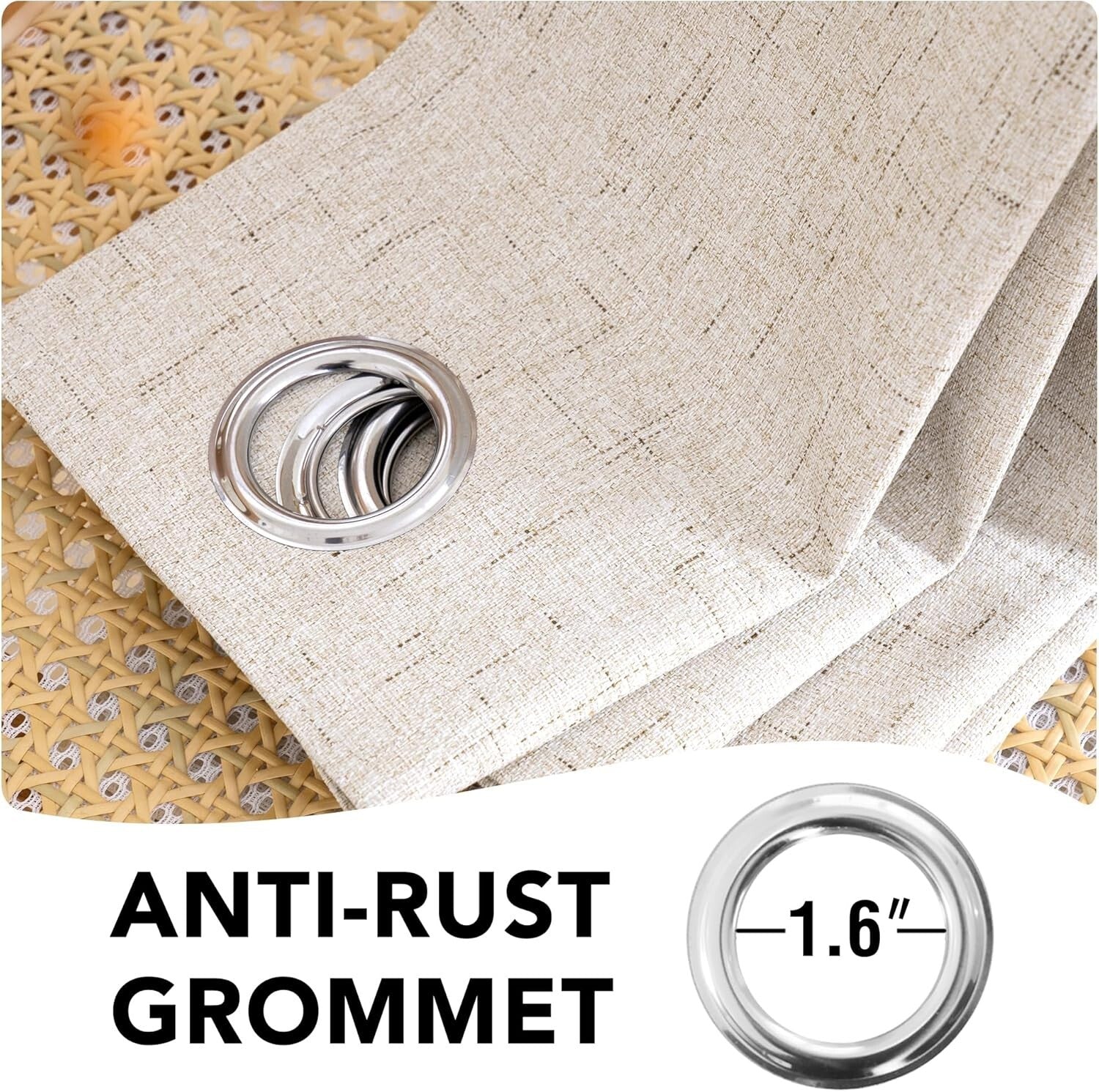 Natural Linen Blackout Drapes - Elegant Thermal Insulated Panels (Pack of 2)