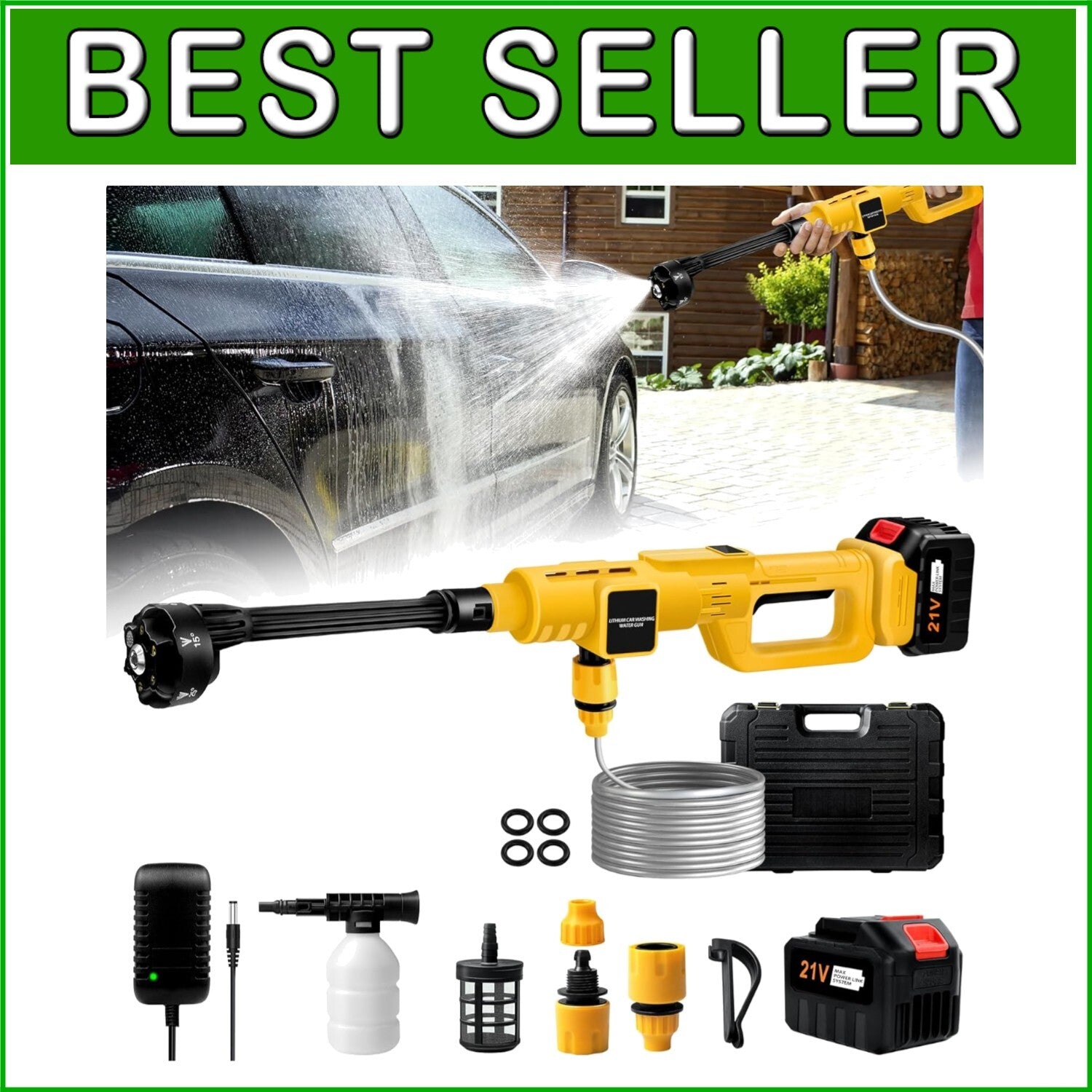 Lightweight Cordless Pressure Washer Gun - 900 PSI, Ideal for Cars and Gardens
