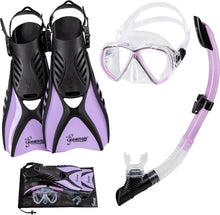 Load image into Gallery viewer, Lightweight Snorkeling Set with Adjustable Fins and Anti-Fog Mask for Adults
