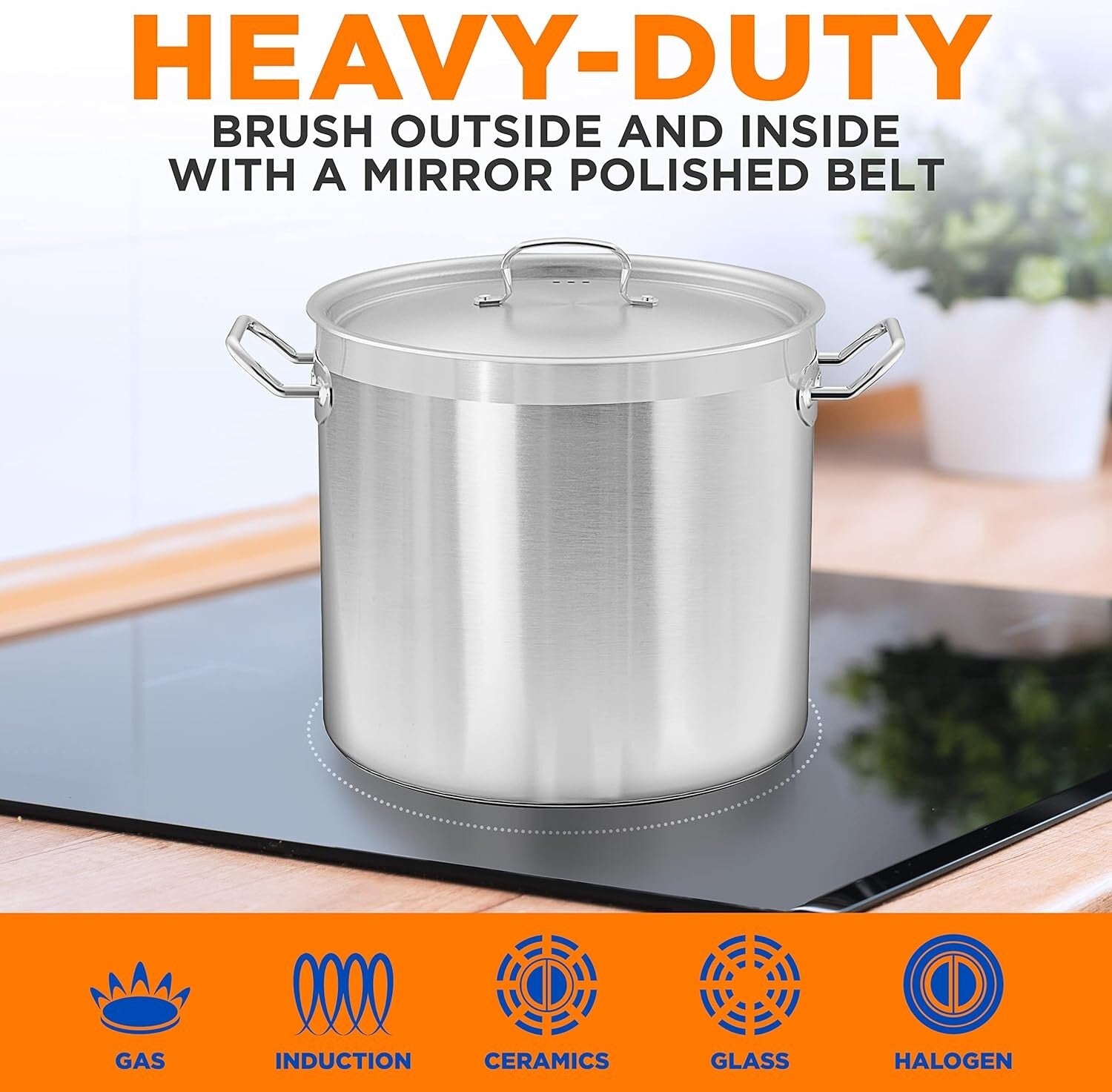 Durable 30 Quart Heavy Duty Stockpot - Perfect for Large Family Gatherings