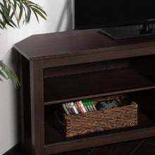 Load image into Gallery viewer, Durable Espresso 2-Shelf Corner TV Console for Stylish Living Rooms, 58 Inch