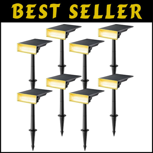 Durable Solar Powered Spotlights - 8 Pack of Adjustable 3000K Outdoor Lighting