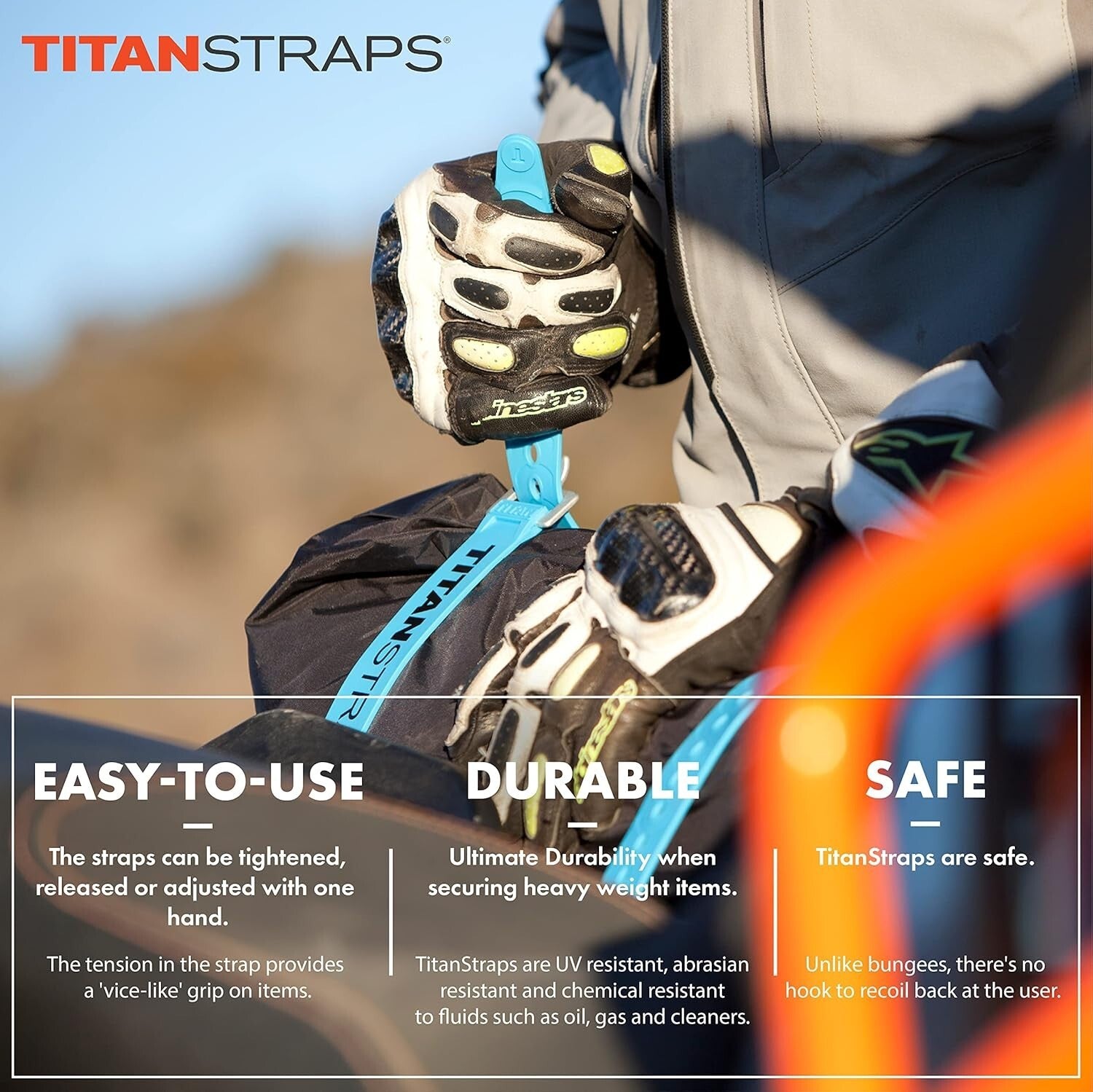 Titan Lightweight Utility Straps – 25" Reliable Tension Straps in Safety Orange