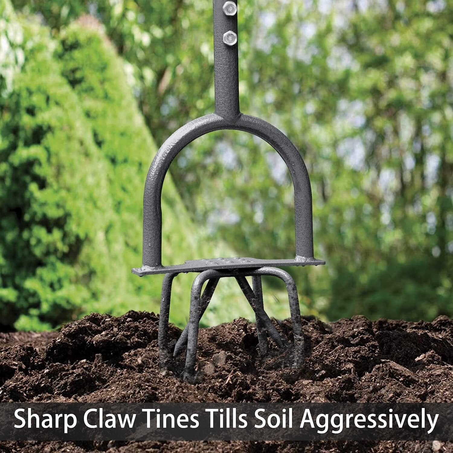 Heavy-Duty Ergonomic Garden Tiller with Sharp Tines - Maximize Plant Vitality