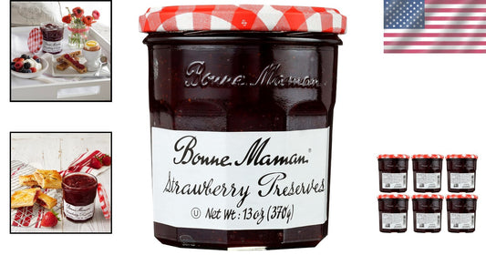 Delicious Natural Strawberry Preserves – 13 Oz Jars, Pack of 6 for Family Treats