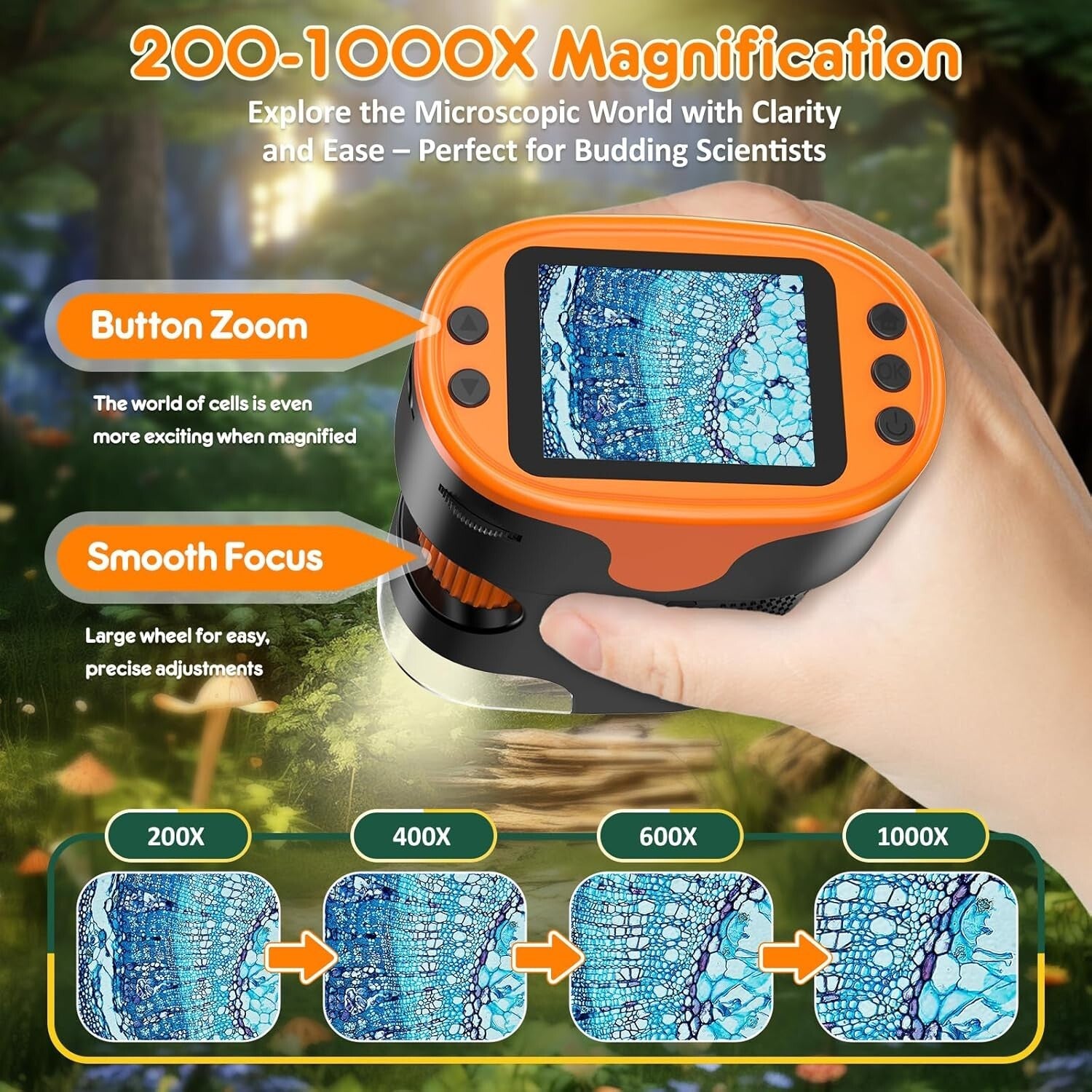 4K Handheld Microscope for Kids - Portable Learning Tool & Gift Box Included
