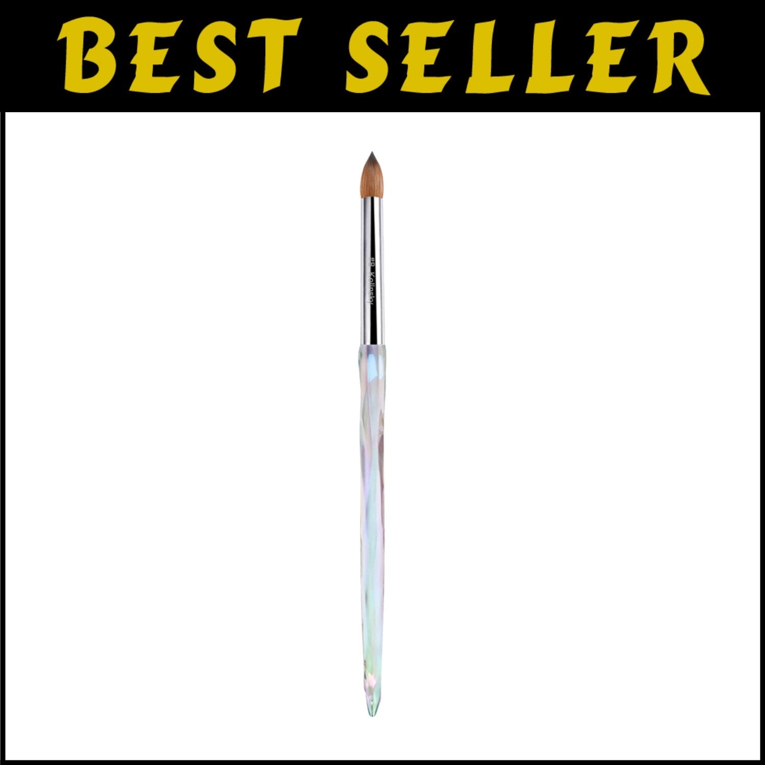 Professional Kolinsky Acrylic Nail Brush for Beginners and Pros - Crystal Handle