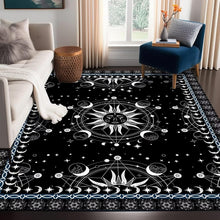 Load image into Gallery viewer, Whimsical 5' x 7' Black Polyester Floral Rug with Anti-Slip Design for Home Use