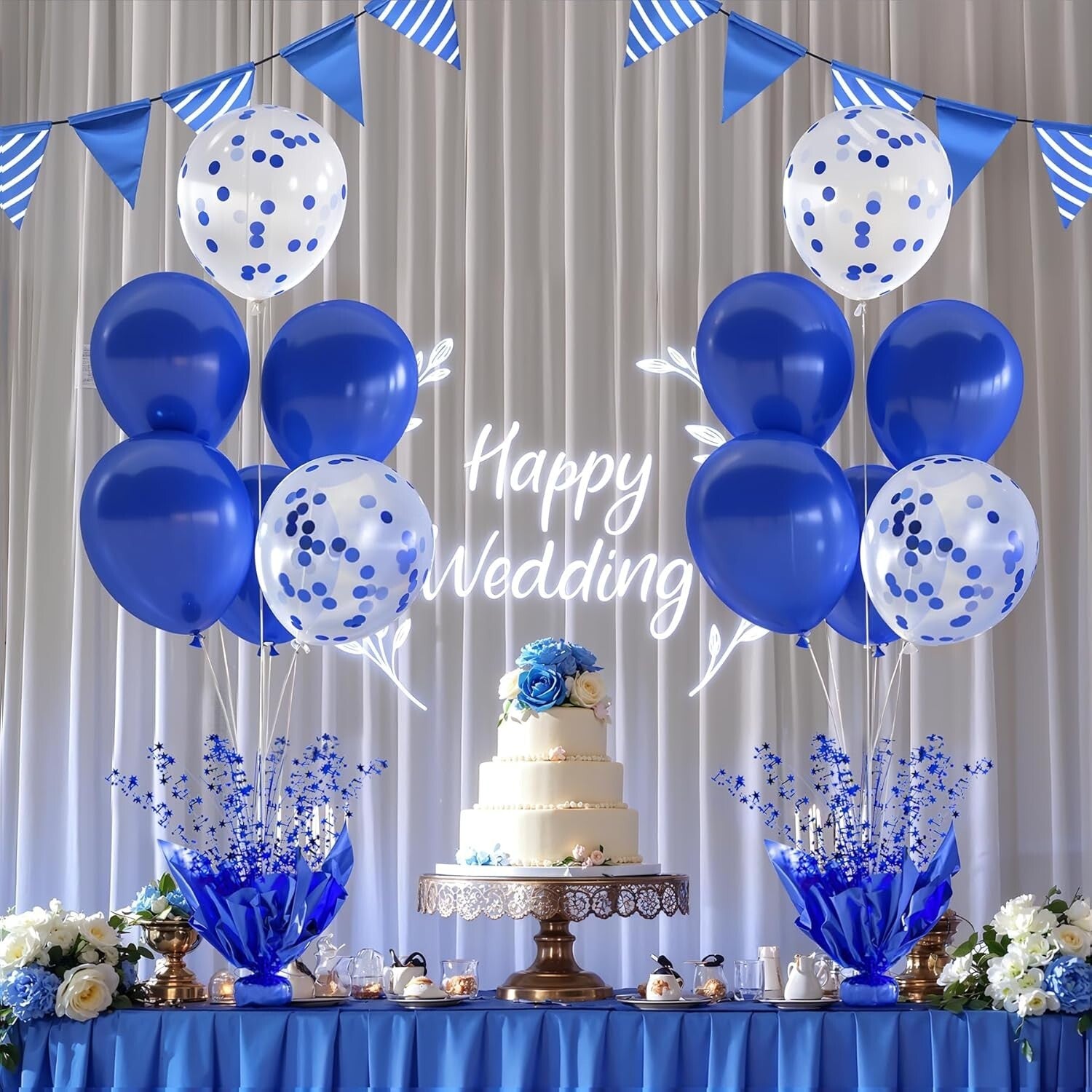 Six Royal Blue Table Balloon Centerpieces – Easy Setup for Every Festivity
