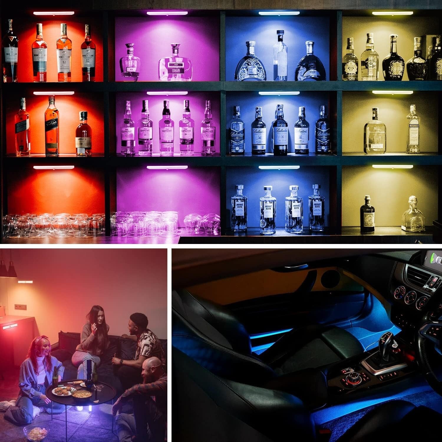 48 LED Rechargeable Under Cabinet Lights: Remote-Controlled RGB Color Changeable
