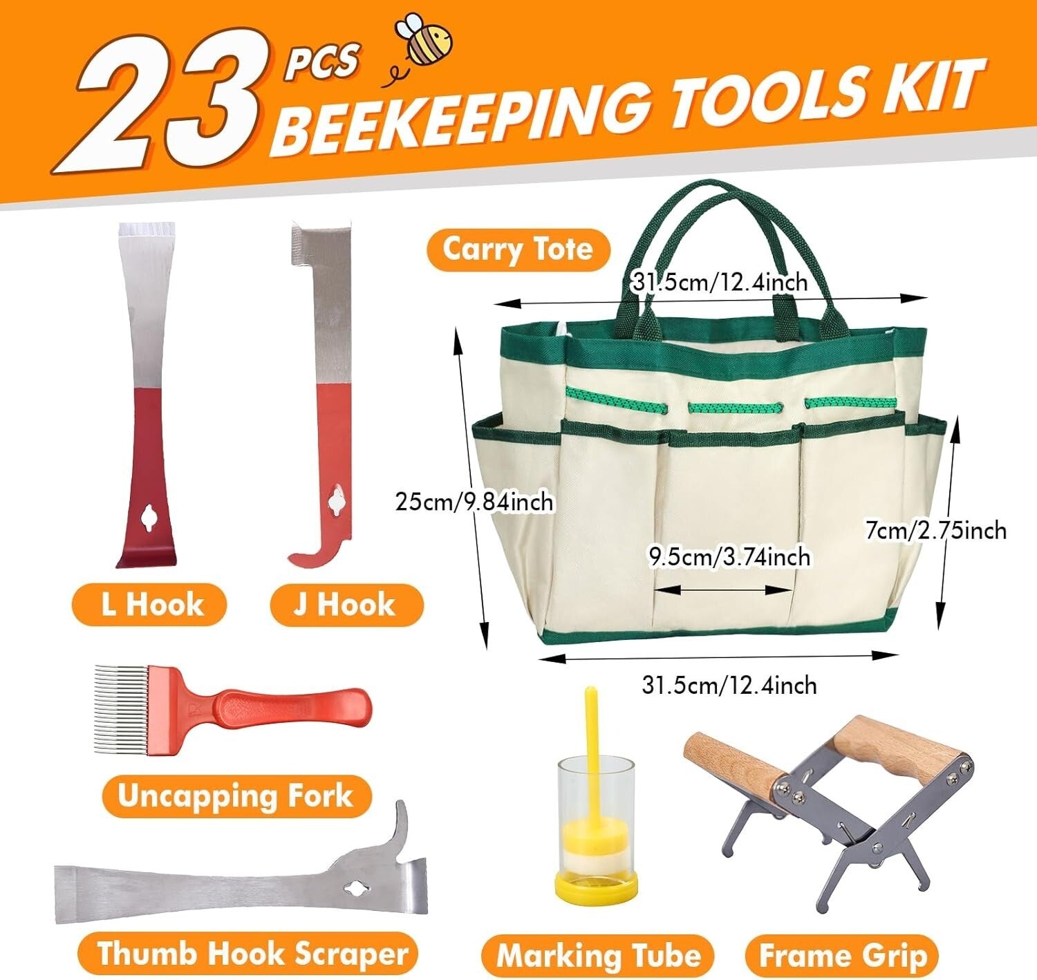 Durable Beekeeping Supplies Kit: 22 Tools for Hive Inspection & Honey Harvesting