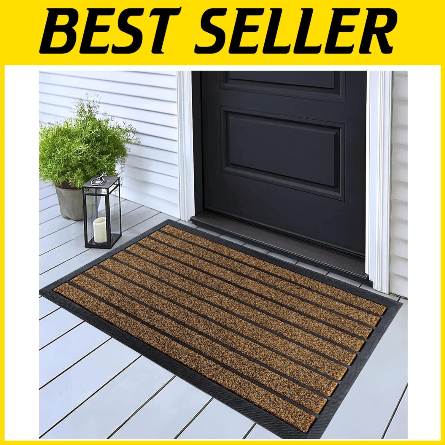 Low Profile 32" x 20" Bright Brown Door Mat - Heavy Duty Indoor/Outdoor Rug
