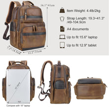 Load image into Gallery viewer, Vintage Leather 15.6" Laptop Backpack - Large Capacity Business Travel Bag