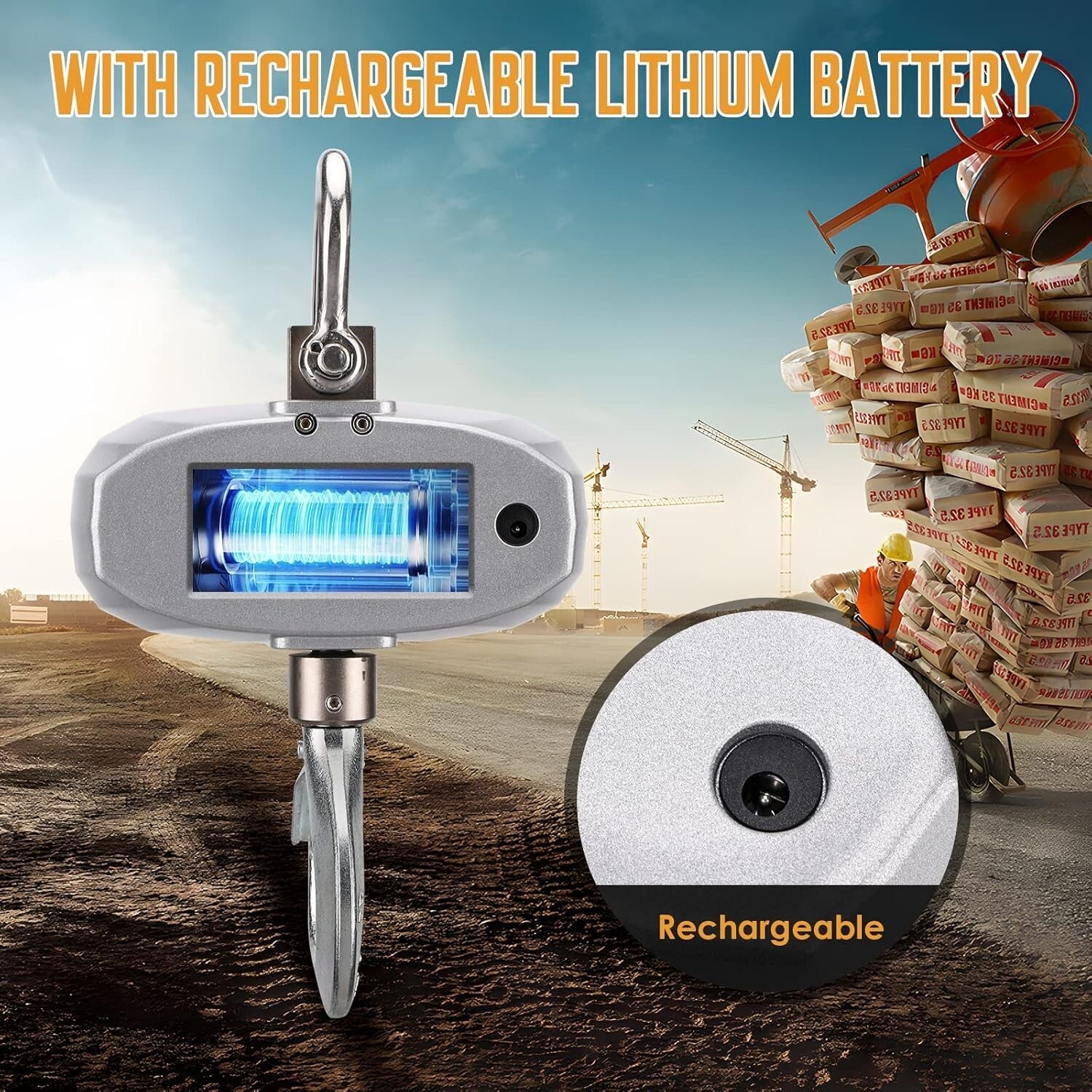 Industrial Crane Scale 2000lb with Rechargeable Battery and Remote Control