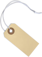 Load image into Gallery viewer, Elastic String Manila Tags - 500 Premium Quality 2 3/4” x 1 3/8” Shipping Labels
