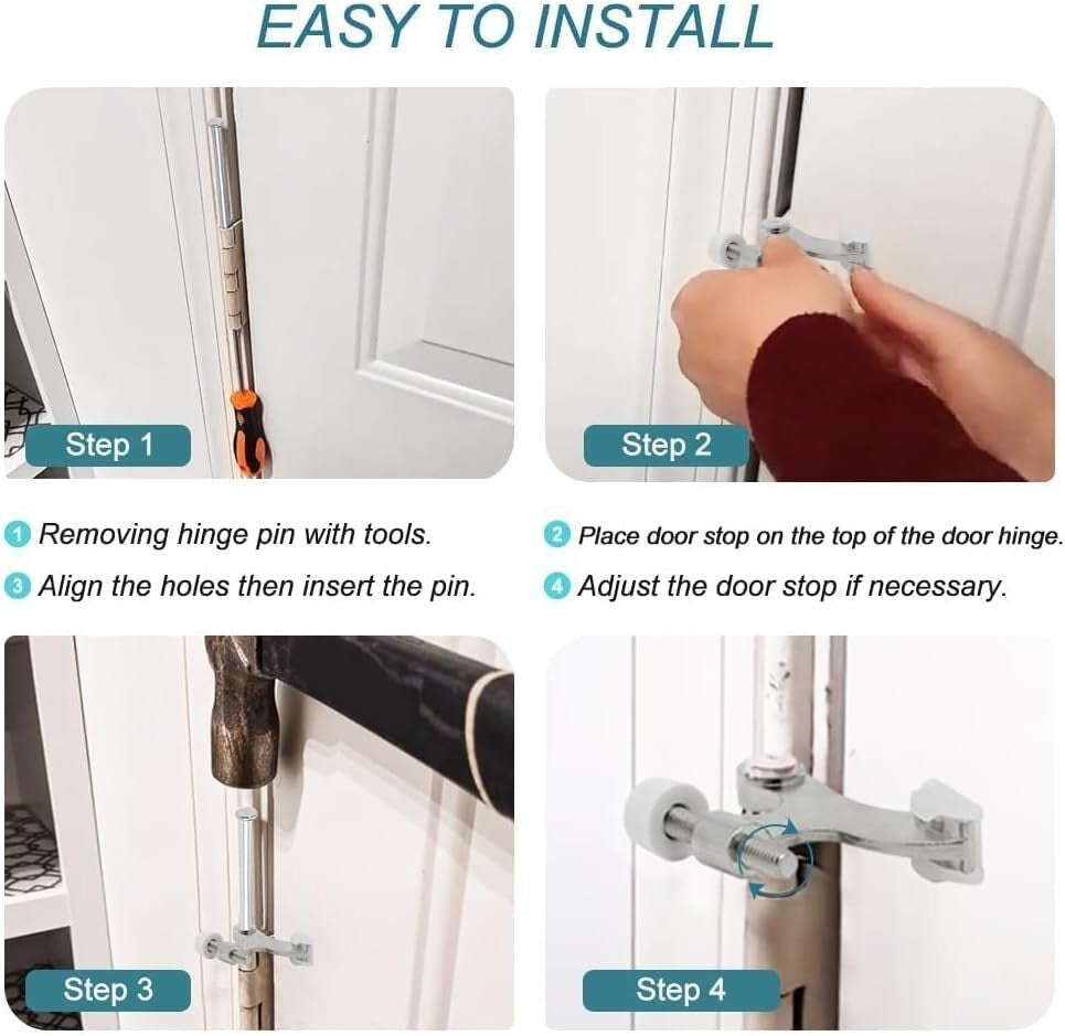 Elegant 48 Pack Adjustable Door Stops: Brushed Nickel for Durable Protection