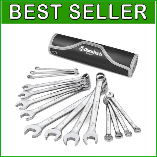 15-Piece Combination Wrench Set - Chrome Vanadium, 12-Point, Portable Pouch