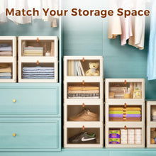 Load image into Gallery viewer, Versatile Yellow Plastic Storage Boxes - 4 Stackable Bins with Magnetic Closure