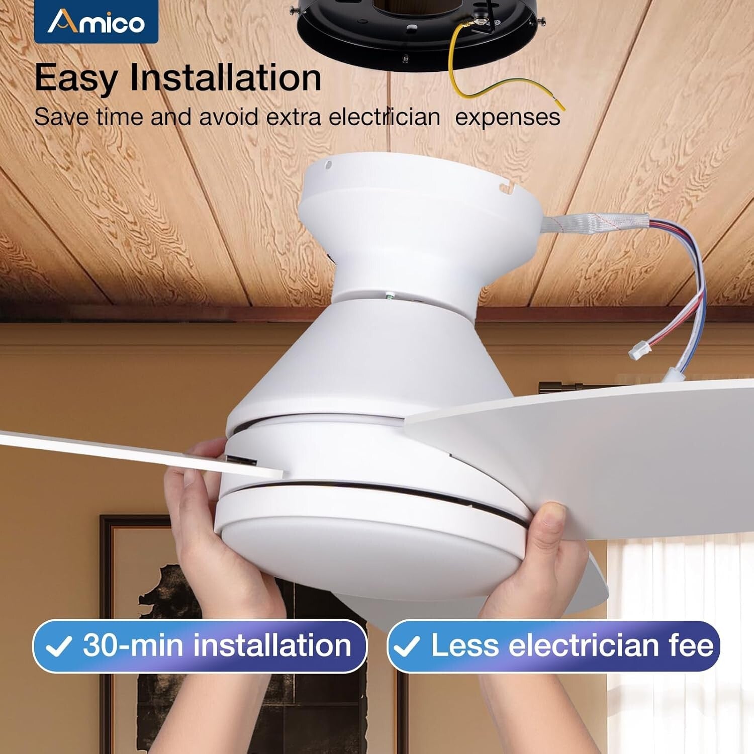 52-Inch Modern Ceiling Fan with Lights & Remote Control - Dimmable & Reversible