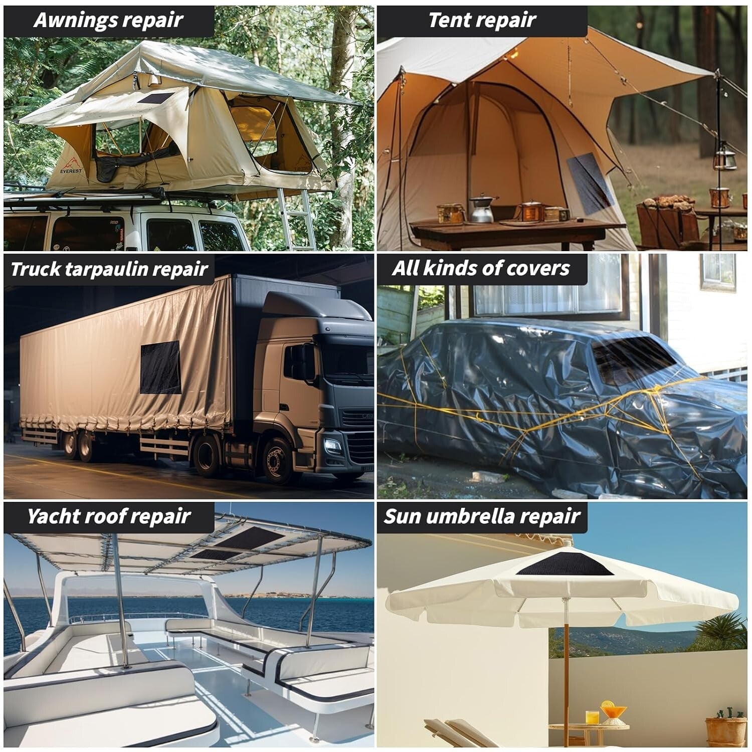 Black Duct Tape 12 Inch, 2 Rolls of Flexible All-Weather Adhesive for Repairs