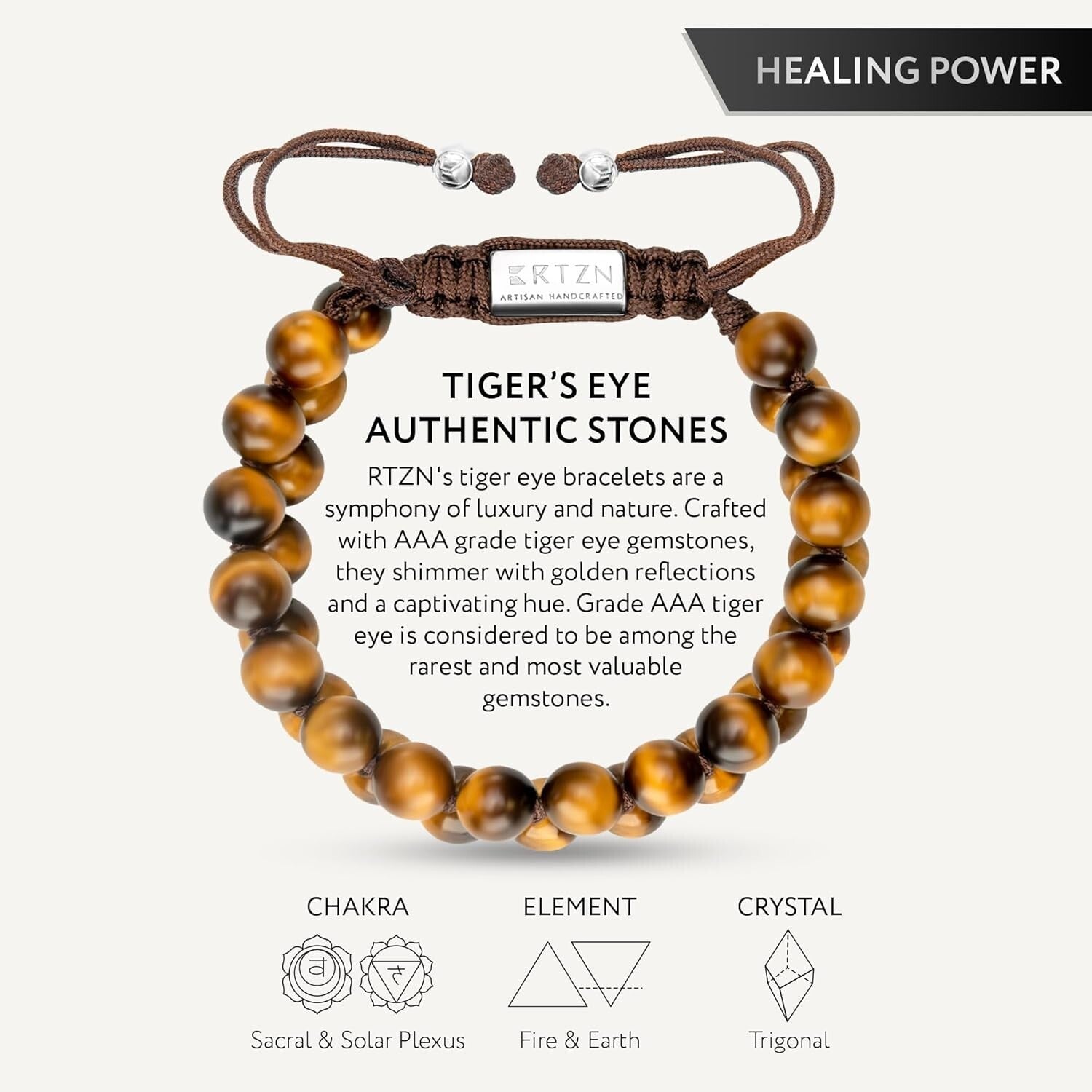 Men's Adjustable Tiger Eye Bracelet - Artisan Craftsmanship & Empowering Design