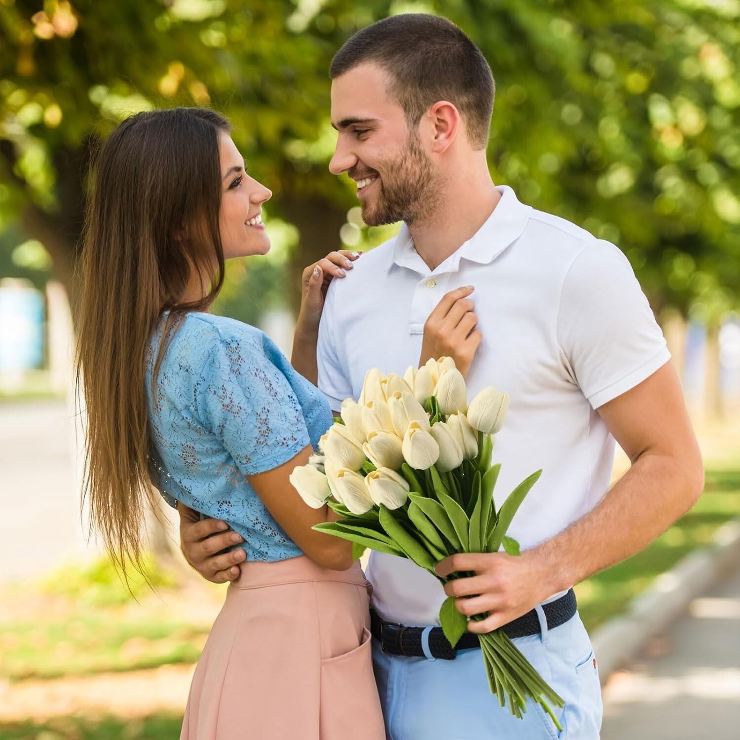Realistic 75-Pack Milk White Artificial Tulips for Event and Home Arrangements