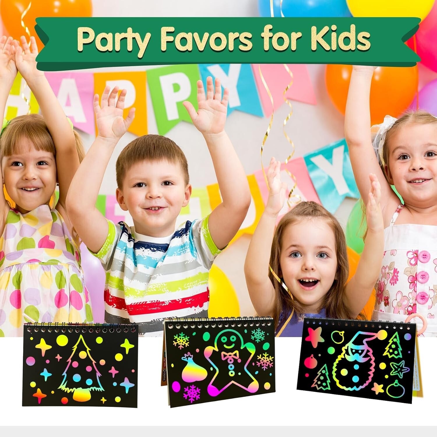 Fun Scratch Art Notebooks - 48 Pack Birthday Favors for Kids Ages 3-12