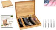 Load image into Gallery viewer, Luxury Steak Knife Set - 8 High-Performance Knives in Olivewood Presentation Box