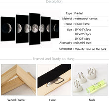 Load image into Gallery viewer, Ready to Hang Moon Phases Art - Elegant Black &amp; White Lunar Canvas Paintings