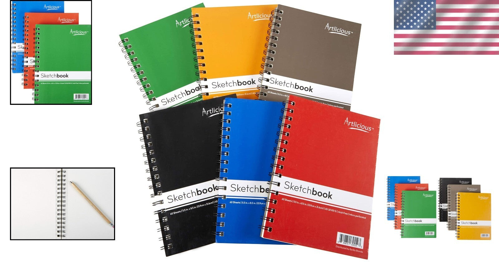 Artistic 6-Pack Sketchbook Bundle - 5.5" x 8.5", Ideal Gift for Young Creatives