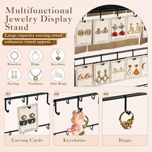 Load image into Gallery viewer, Rustic Earring Display Stand with 130 Hooks - Large Jewelry Organizer Tower