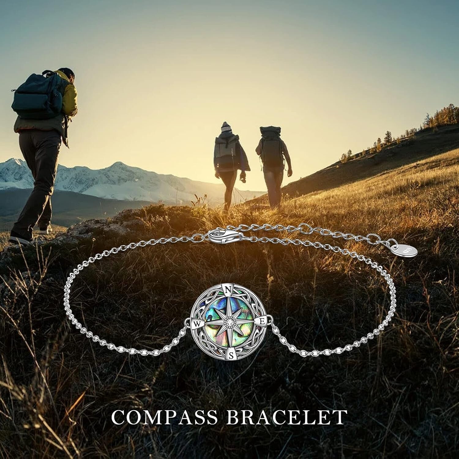 Sterling Silver Lighthouse & Compass Pendant Bracelet – Elegant Gift for Women