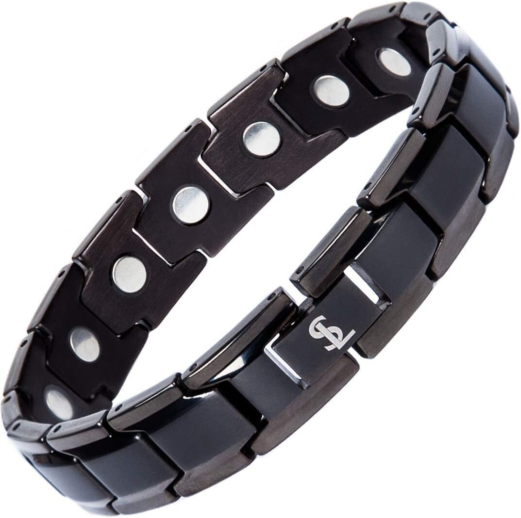 Handcrafted Elegant Black Titanium Magnetic Anklet for Men & Women - Gift Ready