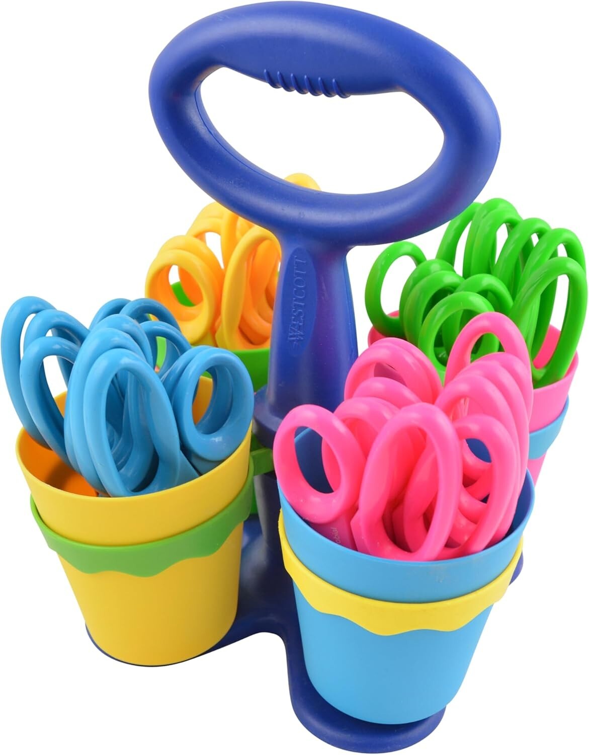 Premium Kids’ Scissor Caddy with 5-Inch Pointed Scissors - Ideal for Classrooms