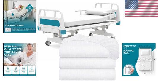 Durable Machine Washable Hospital Bed Sheets - Set of 3, 36" x 80" Size
