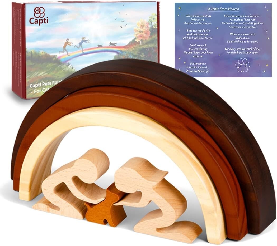 Inspirational Rainbow Bridge Cat Remembrance Statue - Thoughtful Sympathy Gift