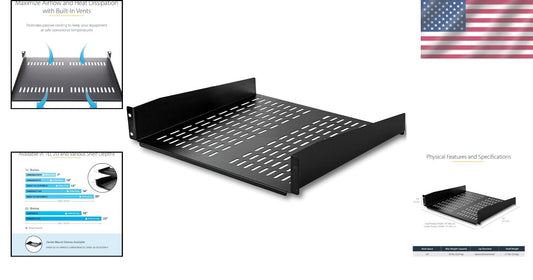 Durable 2U Vented Rack Shelf for 19" Cabinets - Supports 50lbs, Lifetime Support