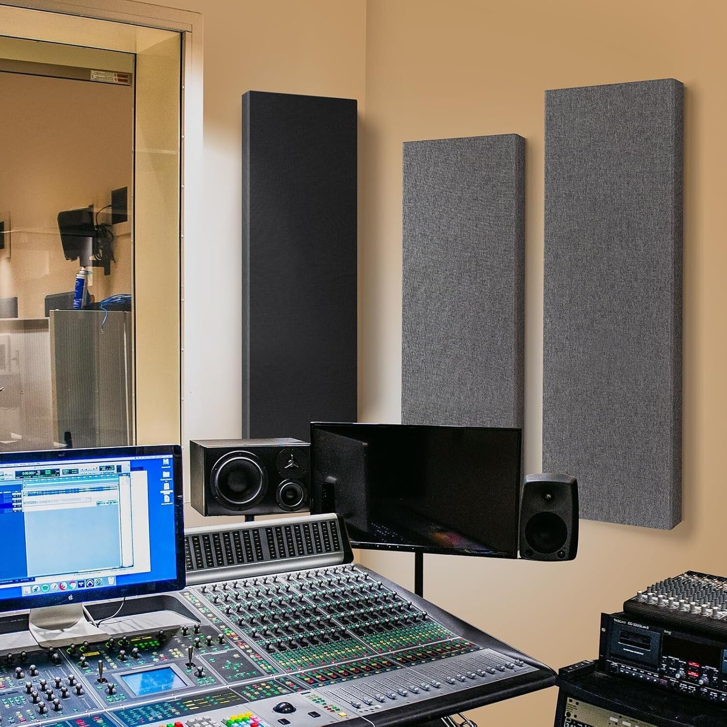 2 PCS Fiberglass Acoustic Panels - 48x12 Sound Absorbing for Studios and Offices