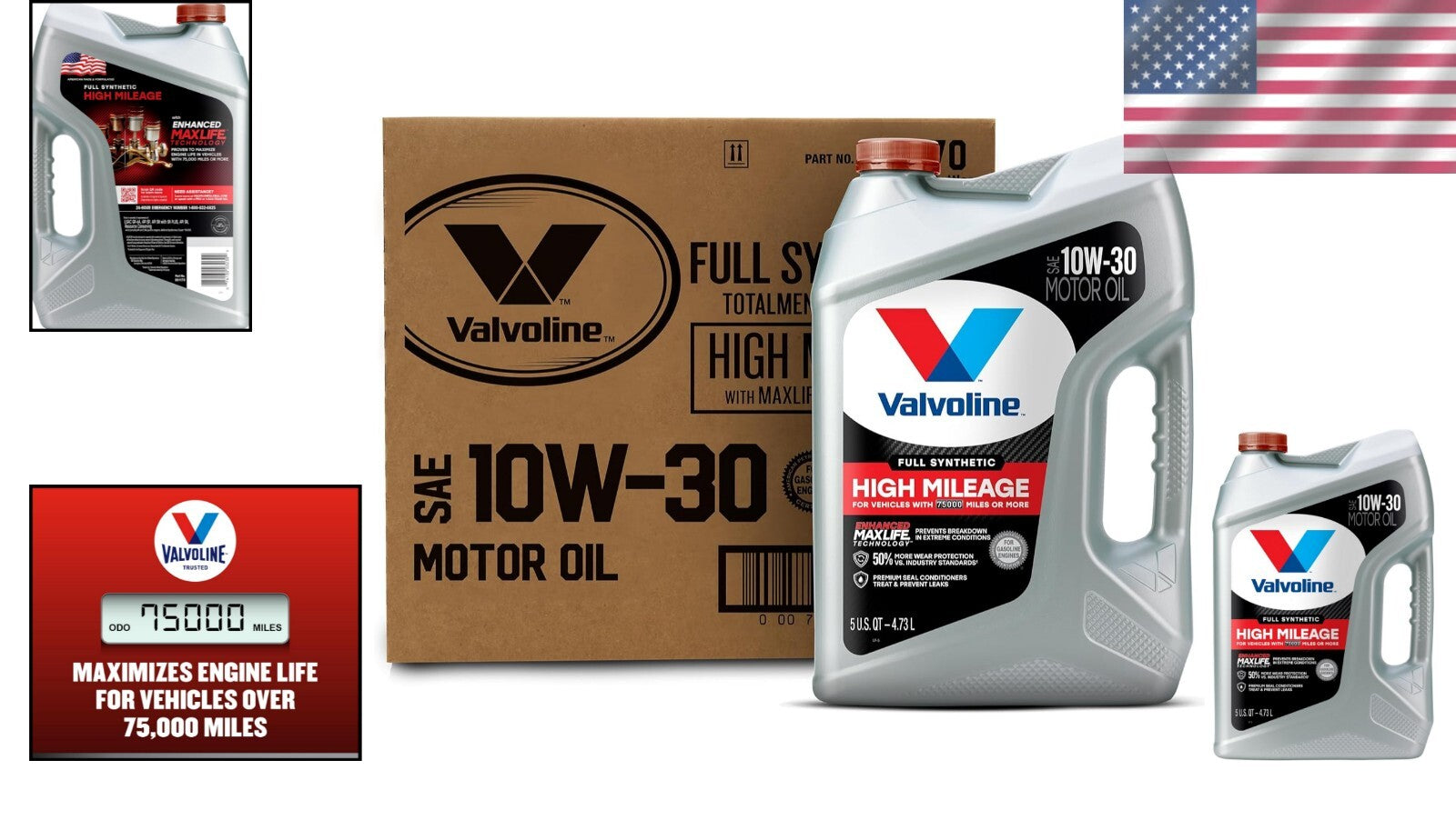 Full Synthetic High Mileage 10W-30 Motor Oil - 3 Pack for Optimal Engine Life