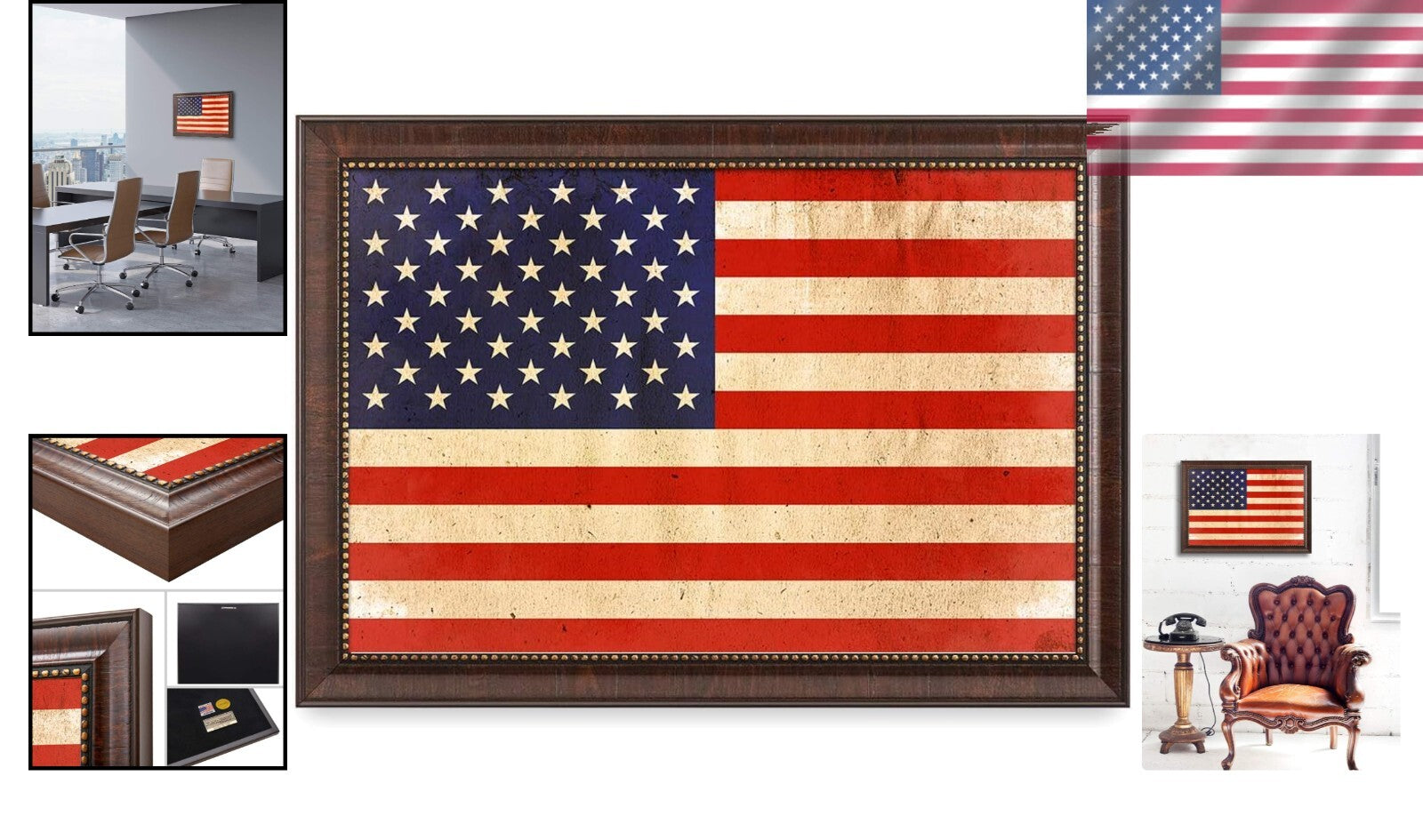 Vibrant American Flag Giclee Print Wall Art - Canvas 27x19 Ready to Display