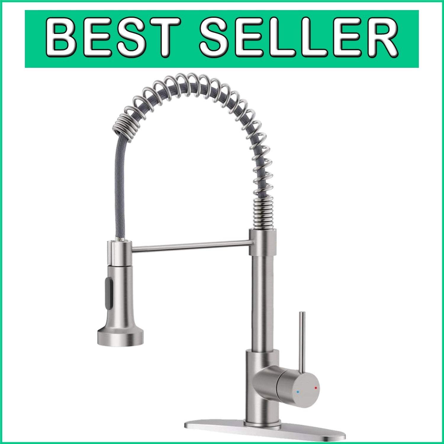 Brushed Nickel Pull Down Kitchen Faucet with 360° Swivel Sprayer - Easy Install