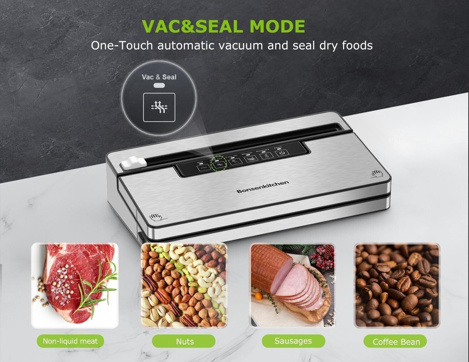 5-in-1 Food Vacuum Sealer Machine with Built-In Cutter & Sustainable Design