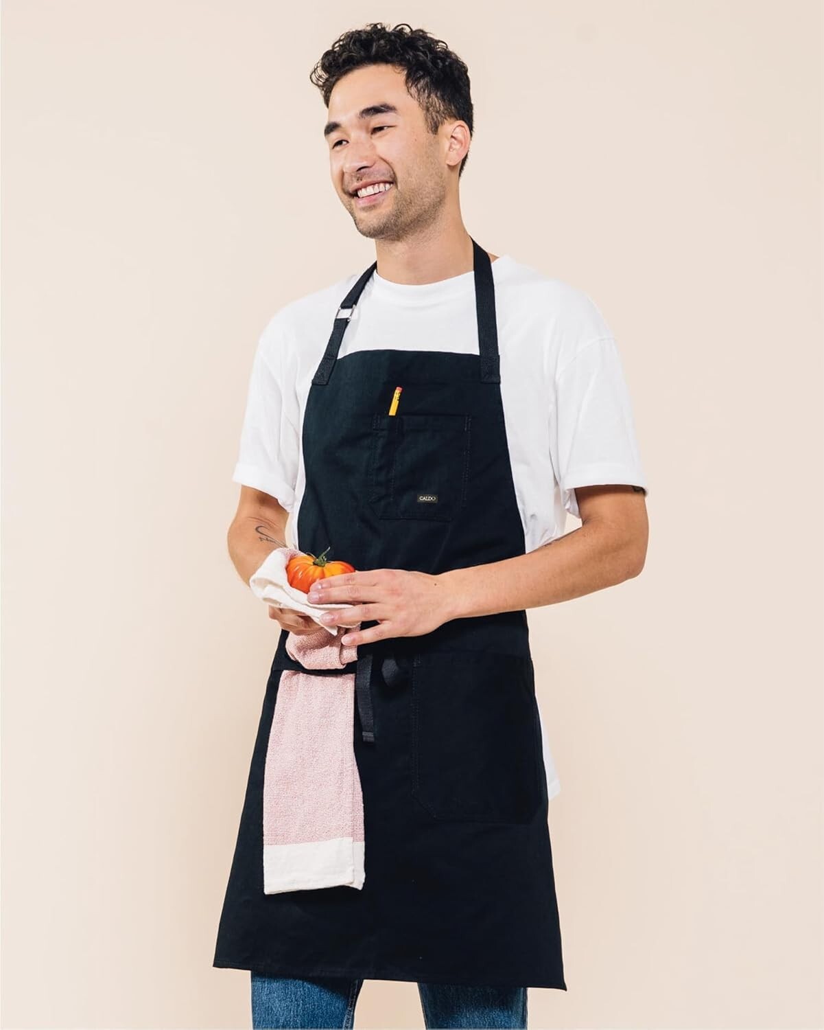 Versatile Black Kitchen Bib Apron - Adjustable with Pockets & Stain Protection