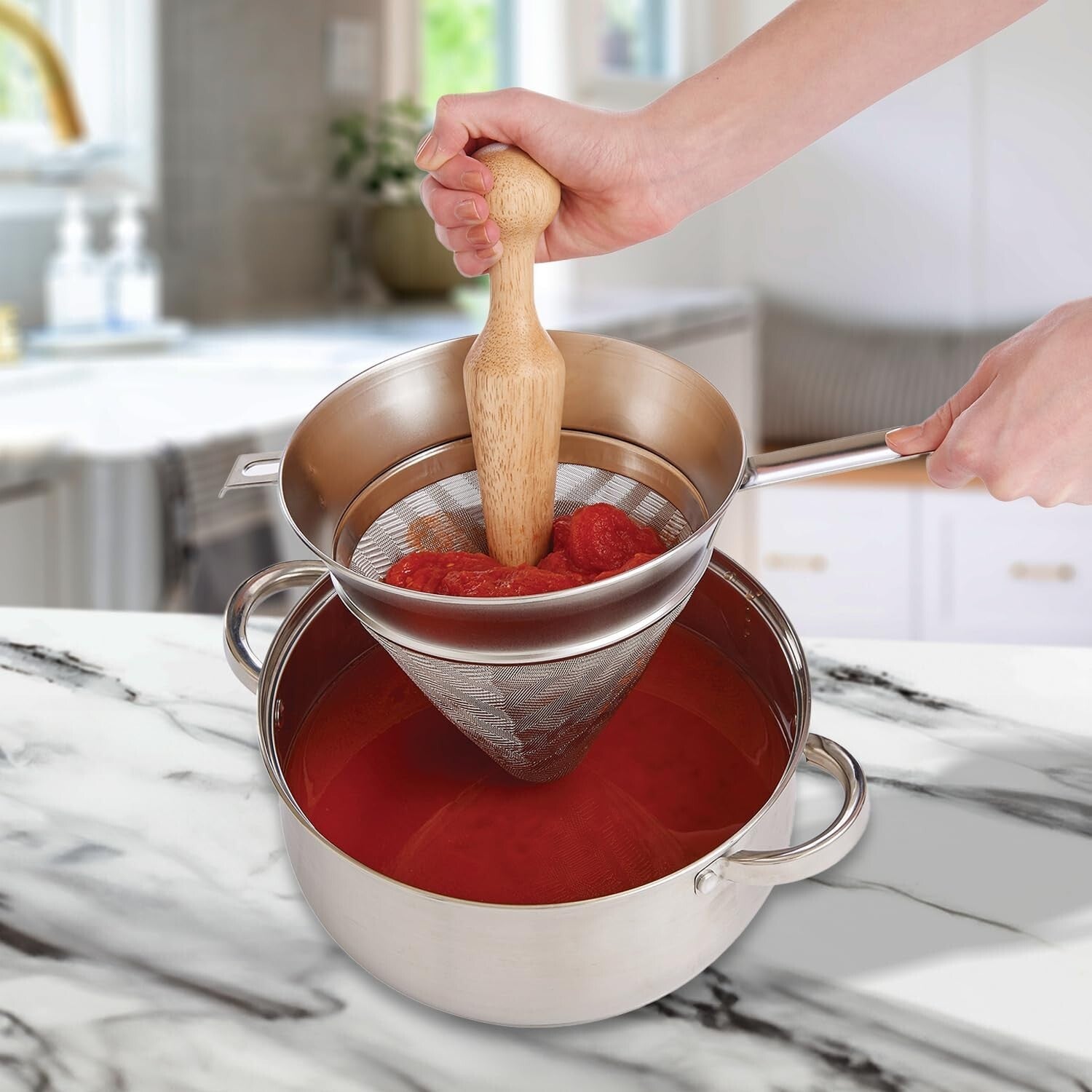 18/8 Stainless Steel 7-Inch Chinois Strainer - Perfect for Purees & Custards