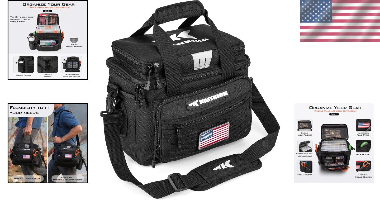 Durable Fishing Tackle Storage Bag - 3600 Size Capacity, Molle Straps Included
