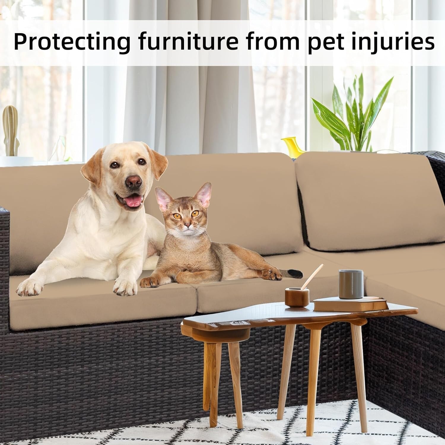 Comprehensive Protection: 8Khaki Outdoor Cushion Covers - Sofa & Chair Use