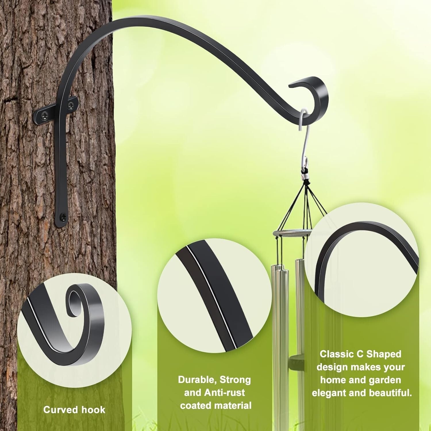 18-Inch Heavy-Duty Metal Plant Brackets - Perfect for Bird Feeders & Lanterns