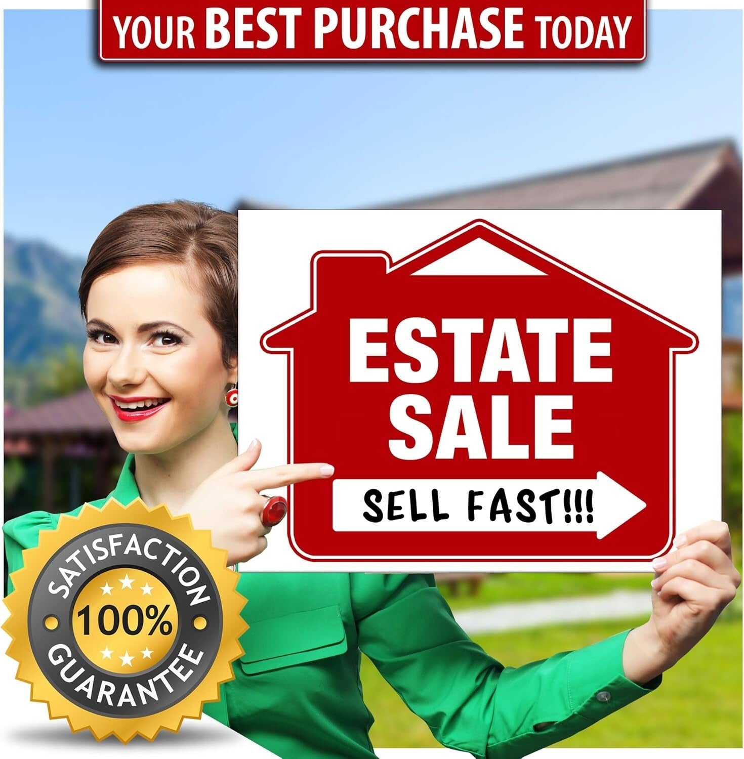 Directional Estate Sale Signs 5 Pack 24" x 18" Double-Sided with Steel Stakes