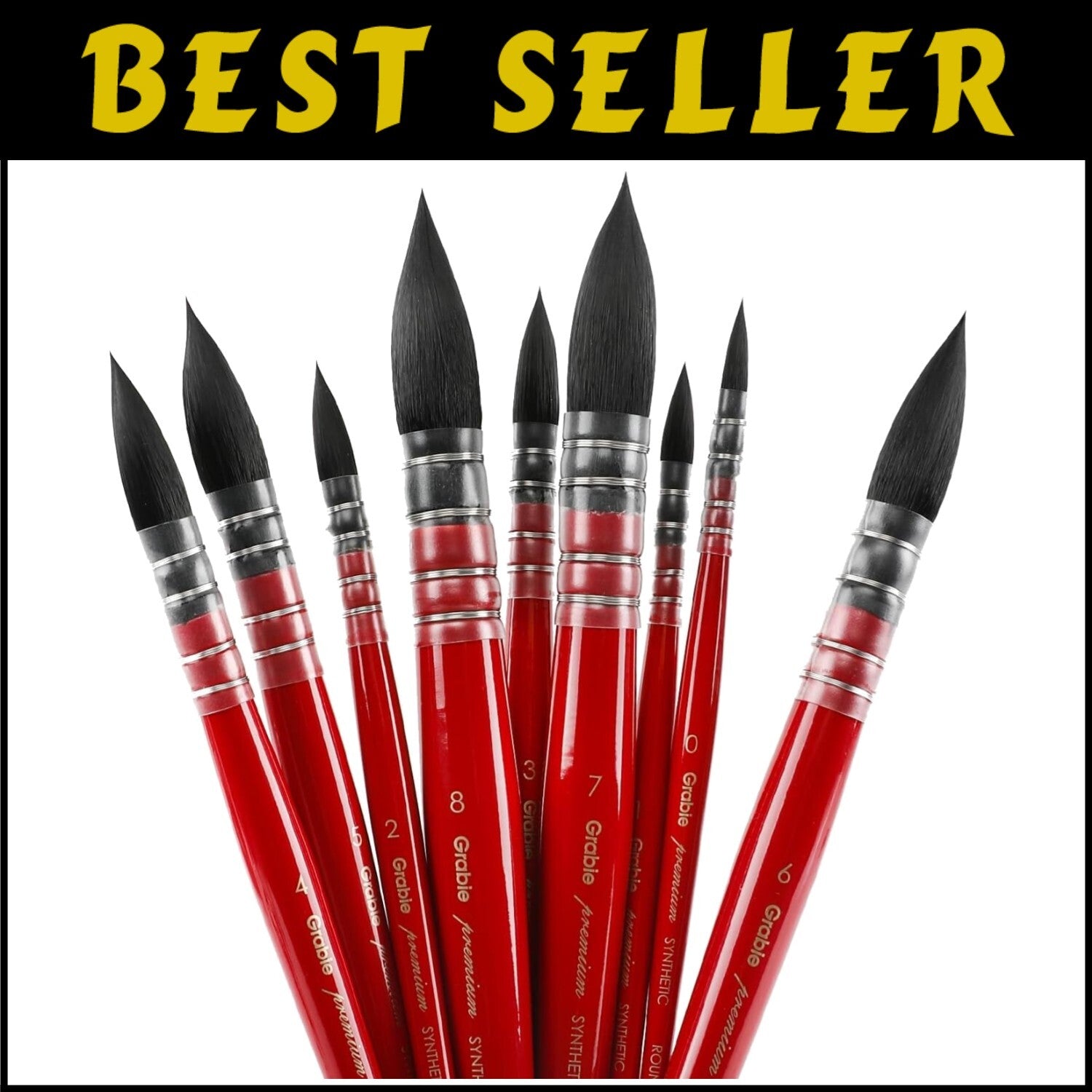 Versatile 9-Piece Mop Paintbrush Set with Synthetic Squirrel Hair - Art Supplies